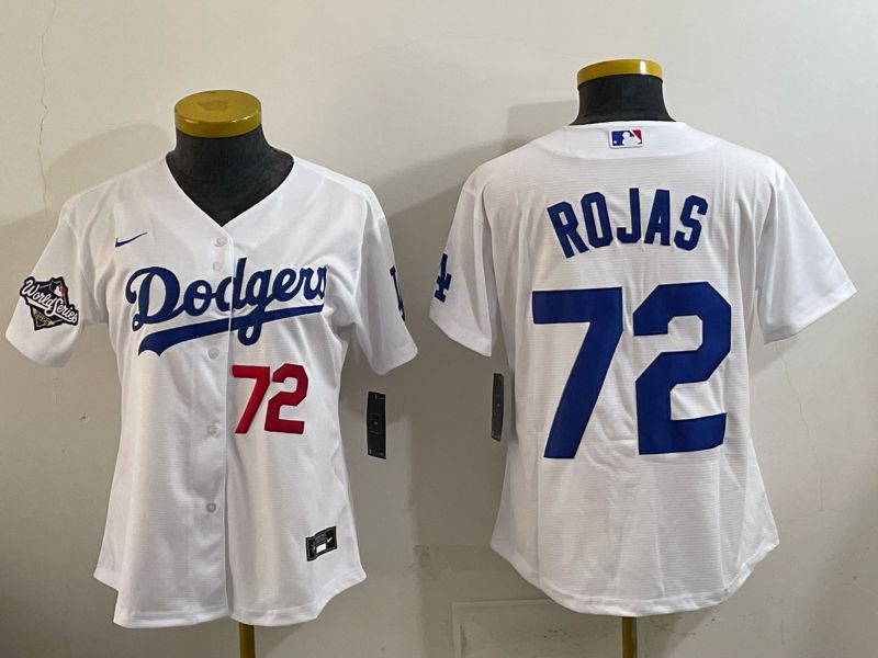 Women 2026 Nike Los Angeles Dodgers #72 Rojas White Game MLB Jersey 08->women mlb jersey->Women Jersey